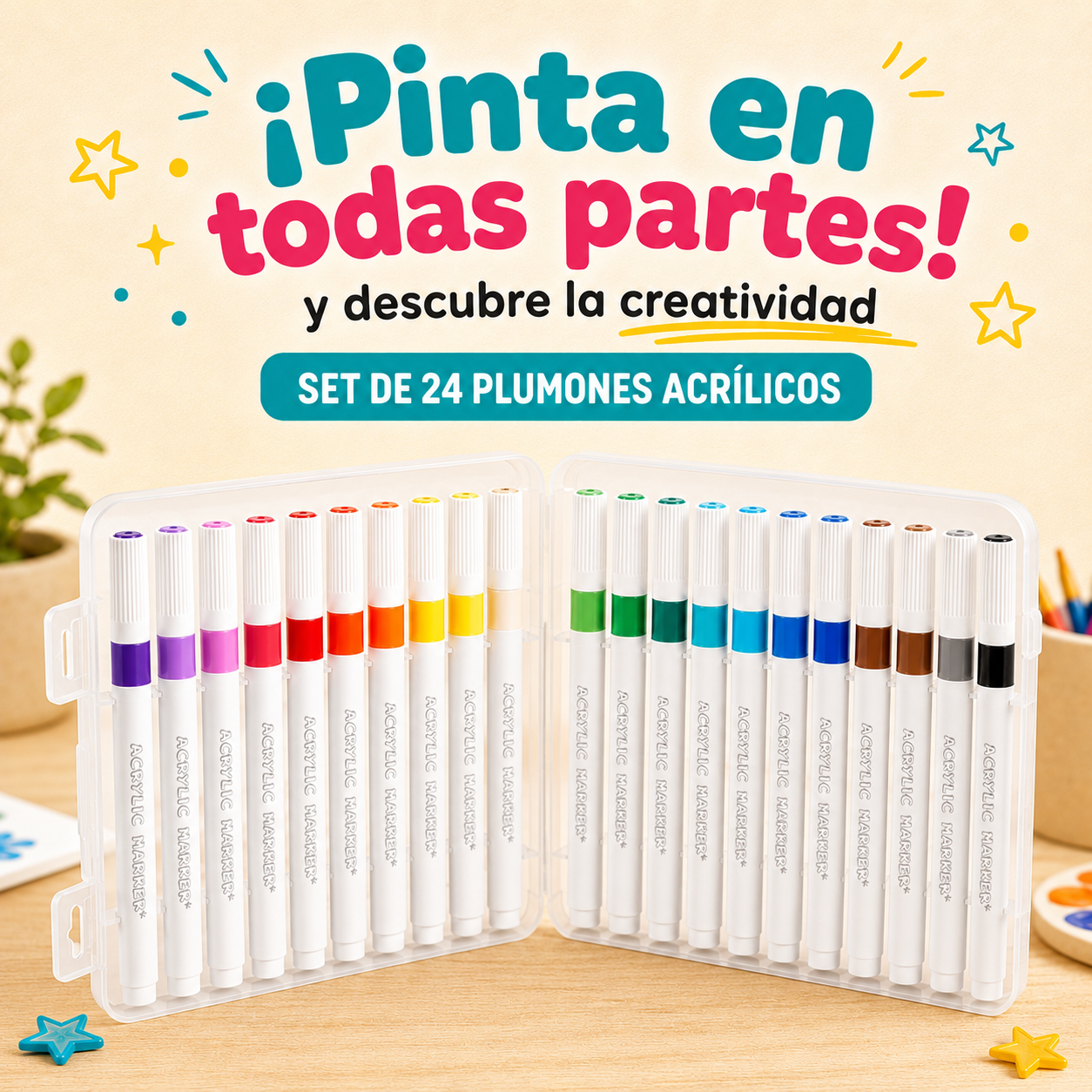SET MARCADORES ACRILICOS X24