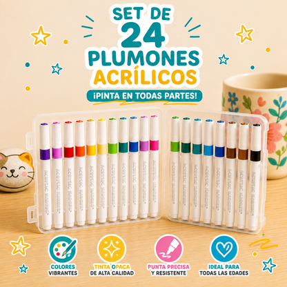 SET MARCADORES ACRILICOS X24