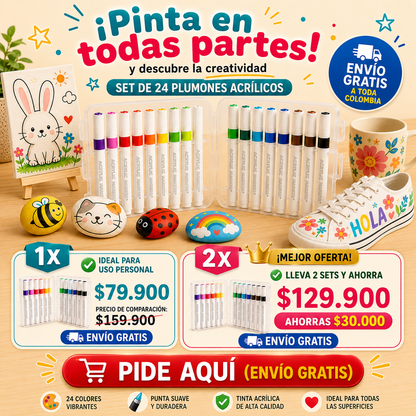 SET MARCADORES ACRILICOS X24