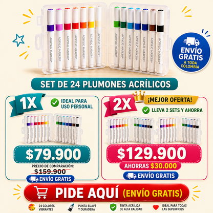 SET MARCADORES ACRILICOS X24