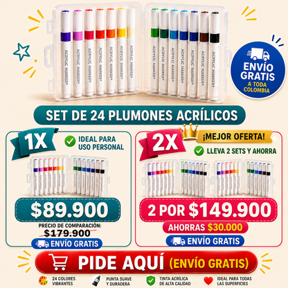 SET MARCADORES ACRILICOS X24