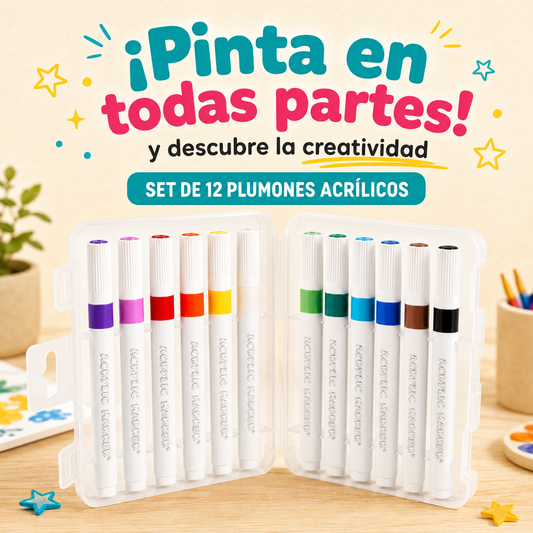 SET MARCADORES ACRILICOS X12